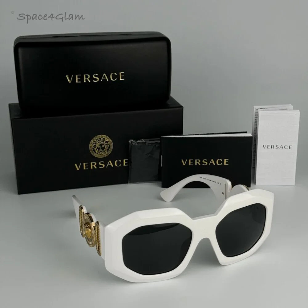 NEW Versace VE4424U 314/87 MEDUSA BIGGIE White Grey Square Oversized Sunglasses